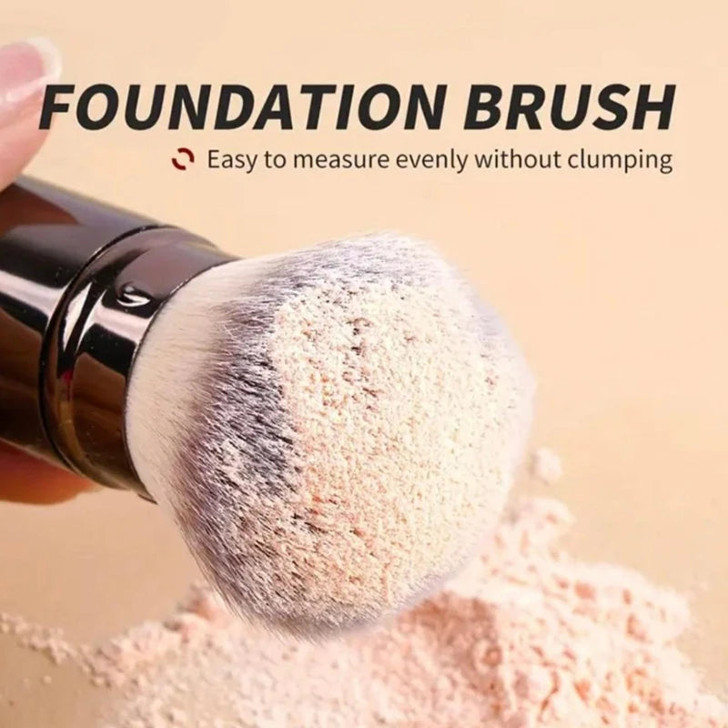 XH 1/2PCS Retractable Foundation Makeup Brush Flat/Angle Brush For Powder Blush Black Brown Gold Concealer Portable Makeup Tools