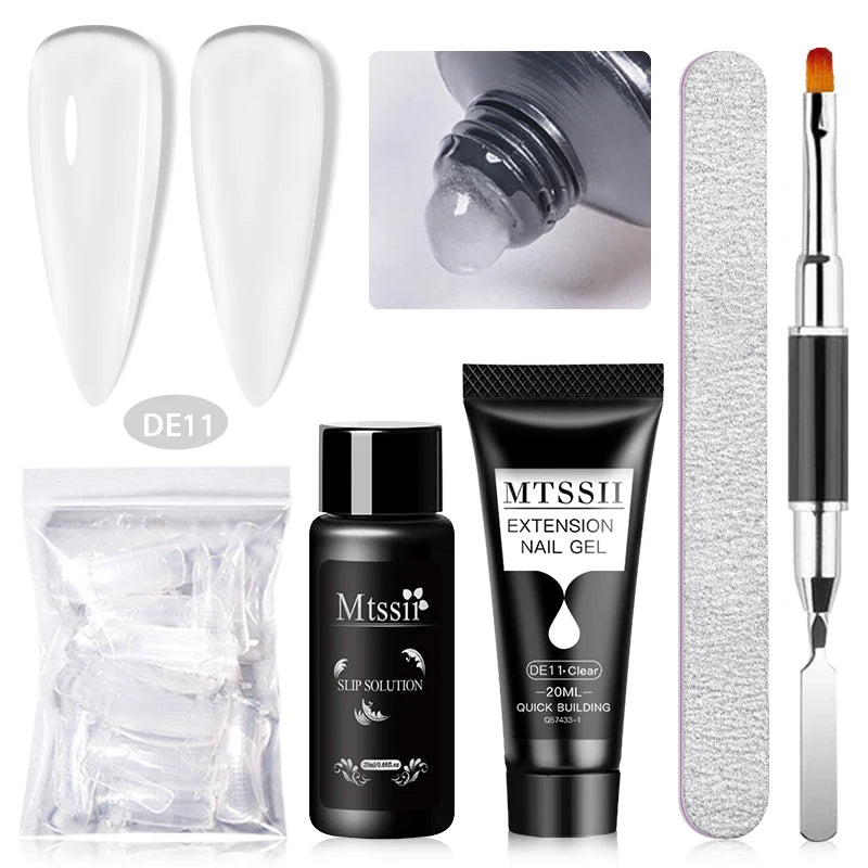 MTSSII 20m Extension Nail Gel Set Manicure Set Finger Quick Buliding Extension Gel Nail Polish Kit Soak Off UV Gel LED Nail Art