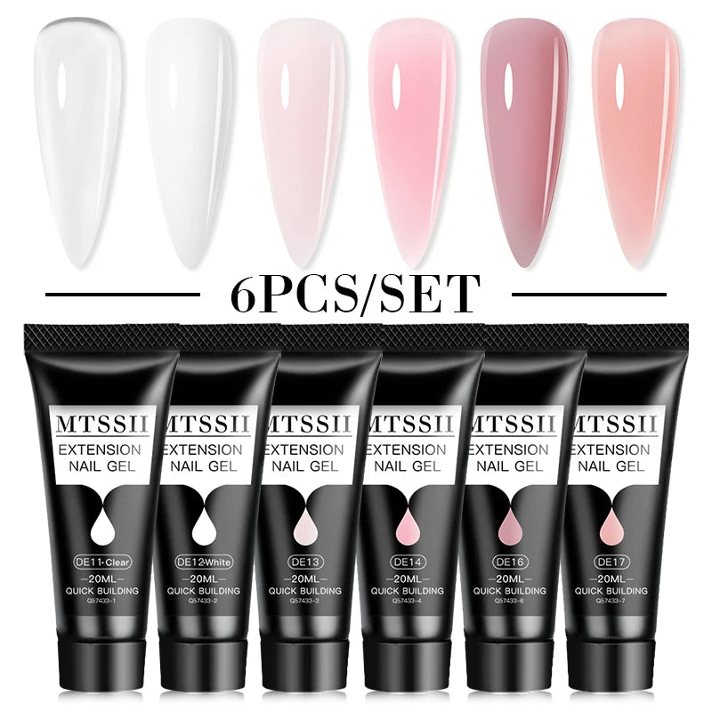 MTSSII 20m Extension Nail Gel Set Manicure Set Finger Quick Buliding Extension Gel Nail Polish Kit Soak Off UV Gel LED Nail Art