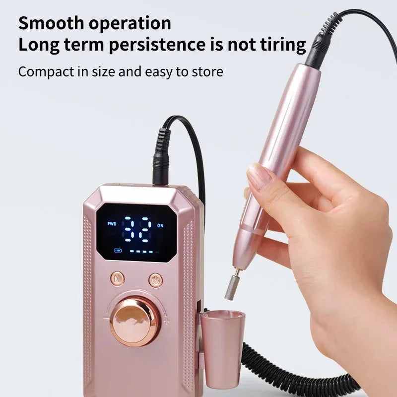 New Professional Electric Nail Art Drill Portable Electric File HD Display Multi Head Replaceable Nail Art Lathe Grinder