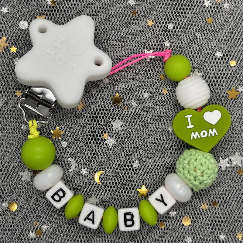 Custom Personalized Name Pacifier Clips BPA Free Silicone Baby Pacifier Clips Colorful Pacifier Chain Holder Teething