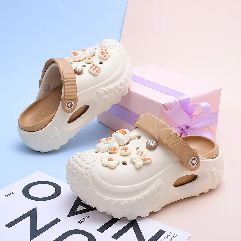 Women's Trendy Platform Clogs, Cartoon Animation Hollow Summer Beach Slide Shoes, Fashion Outdoor Garden Sandals