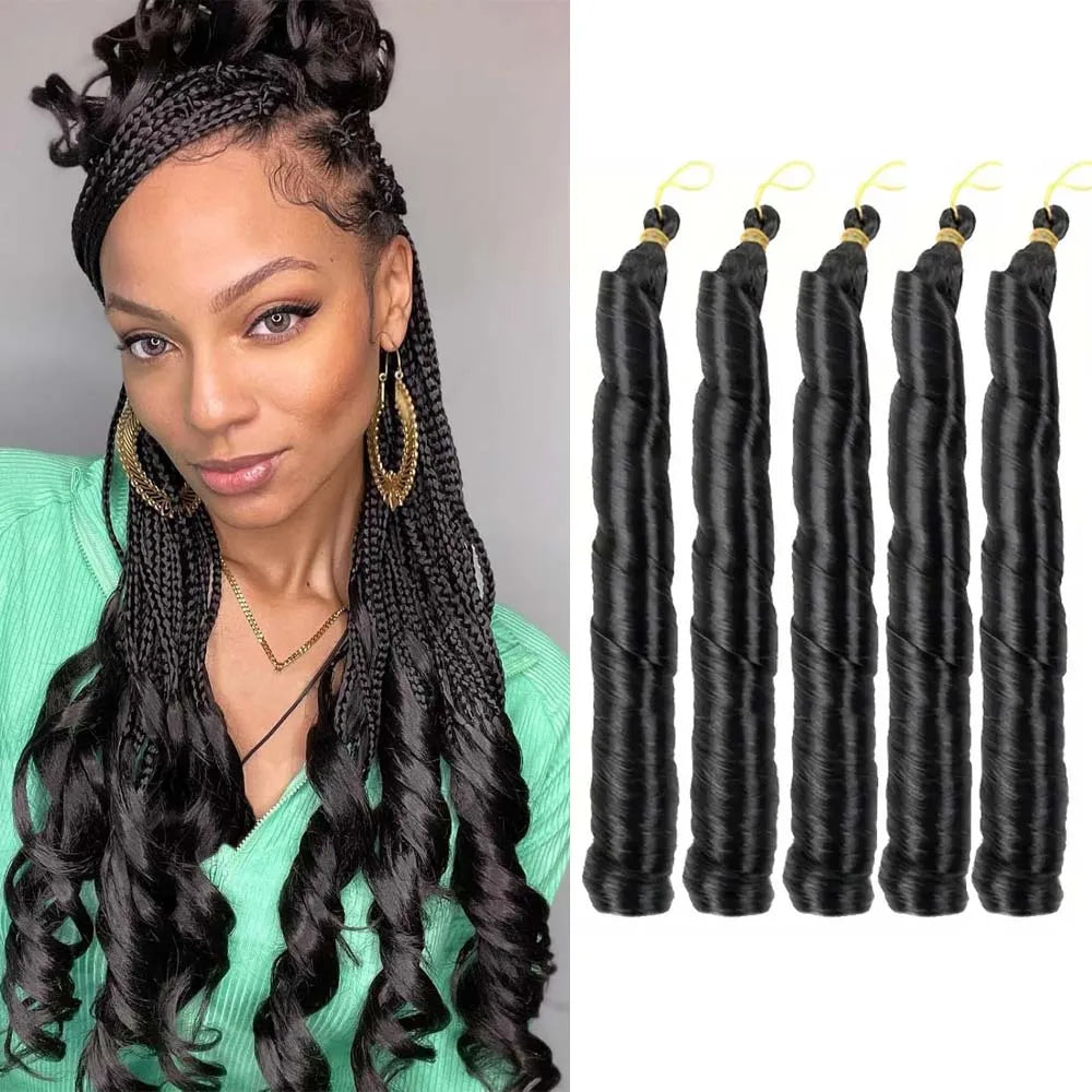 3/5Packs 24Inch Synthetic French Curls Crochet Hair Pre-Stretched Loose Wave Braiding Hair Ombre Loose Curly Braids Braids Hair