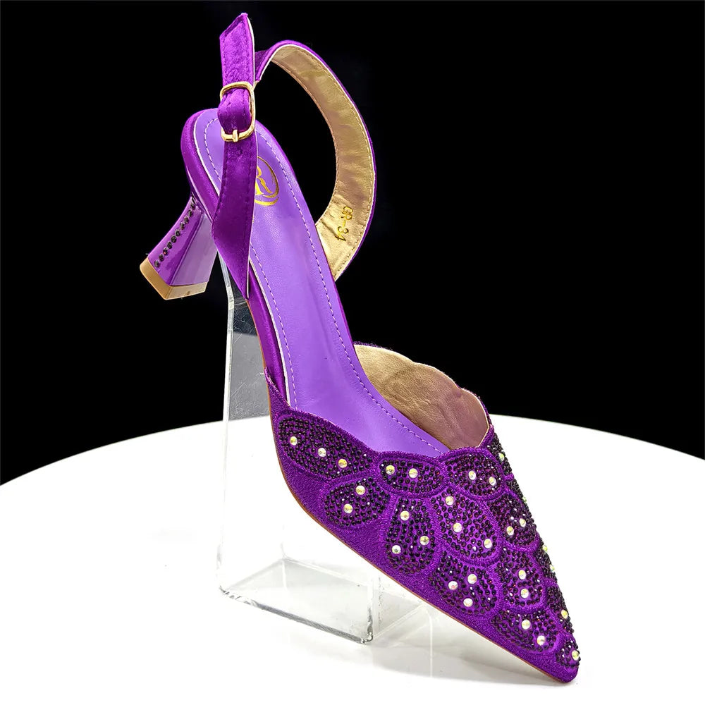 Venus Chan Italian shoes and handbags accessory set with rhinestone metal embellishments Wedding shoes Bridal shoes Designer