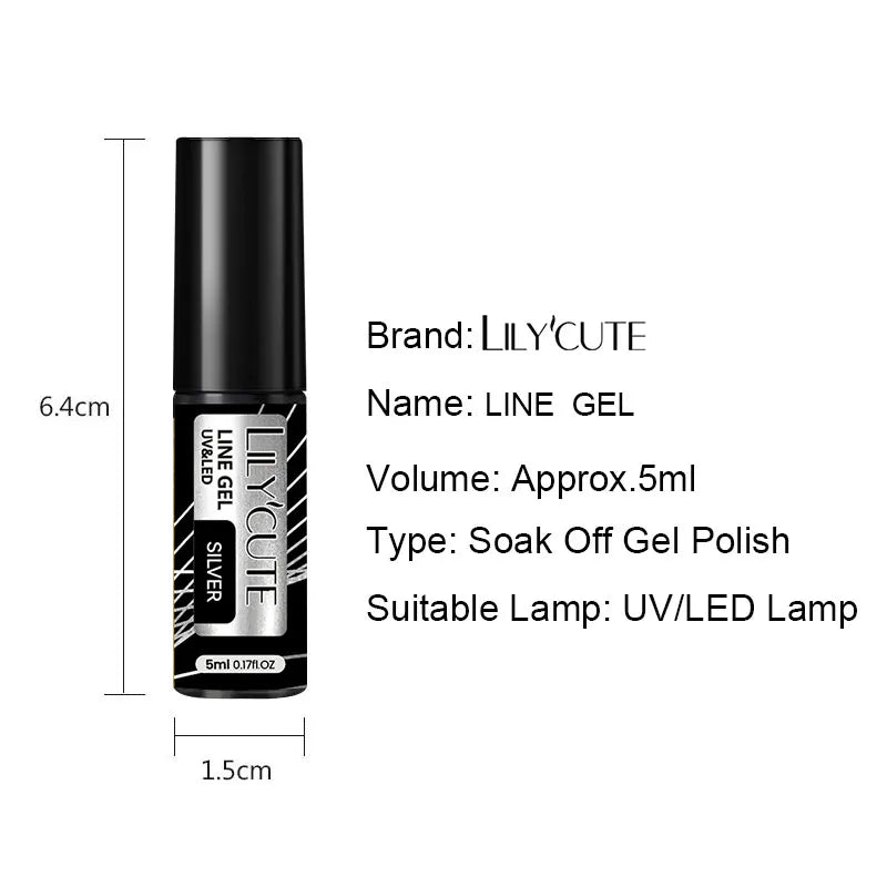 LILYCUTE 5ml Super-Bright Mirror Metallic Liner Gel Nail Polish Gold Silver French Style Drawing Stripe Nail Art Graffiti UV Gel