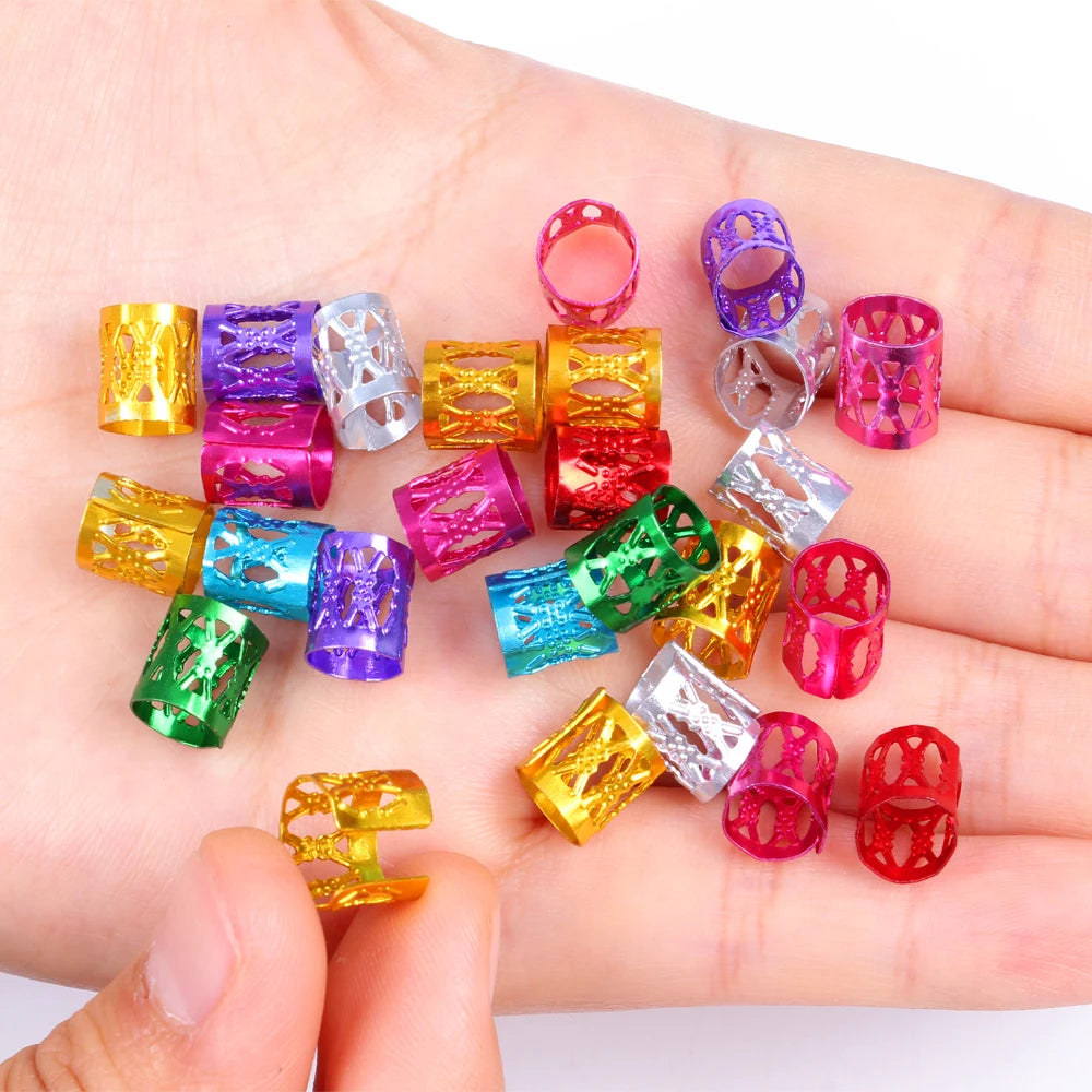 Plussign Dreadlock Hair Rings For Braid Hair Styling Adjustable Hair Braids Beads Cuff Aluminium Hair Accessories 50Pcs/100Pcs