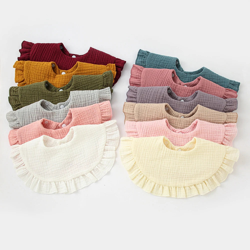 1 Pc Muslin Baby Bibs Cute Infant Eating Child Ruffle Saliva Towel Cotton Self Feeding Baby 0-2 Year