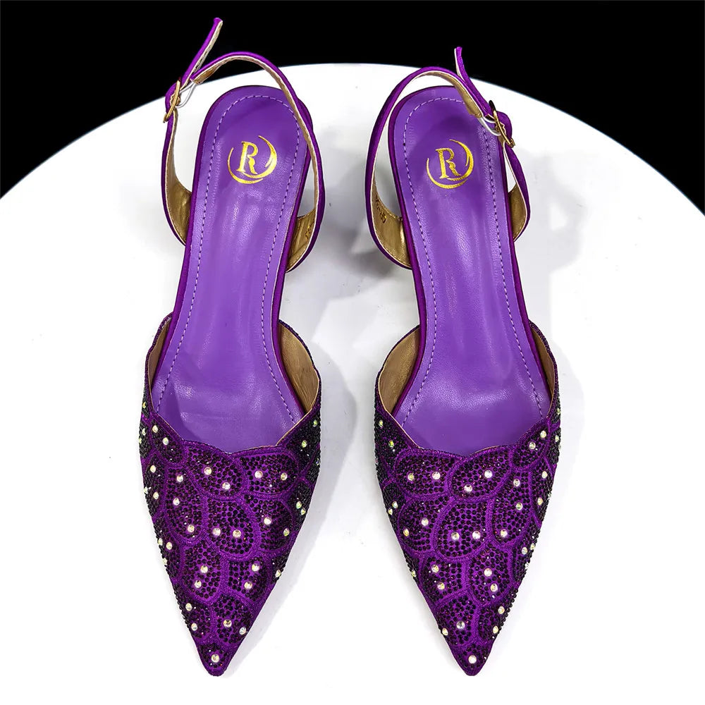 Venus Chan Italian shoes and handbags accessory set with rhinestone metal embellishments Wedding shoes Bridal shoes Designer