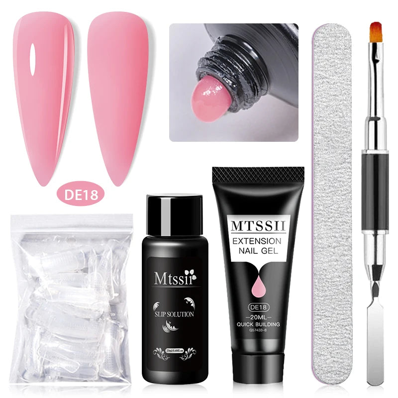 MTSSII 20m Extension Nail Gel Set Manicure Set Finger Quick Buliding Extension Gel Nail Polish Kit Soak Off UV Gel LED Nail Art