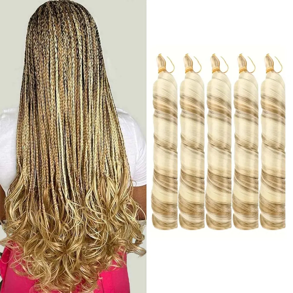 3/5Packs 24Inch Synthetic French Curls Crochet Hair Pre-Stretched Loose Wave Braiding Hair Ombre Loose Curly Braids Braids Hair