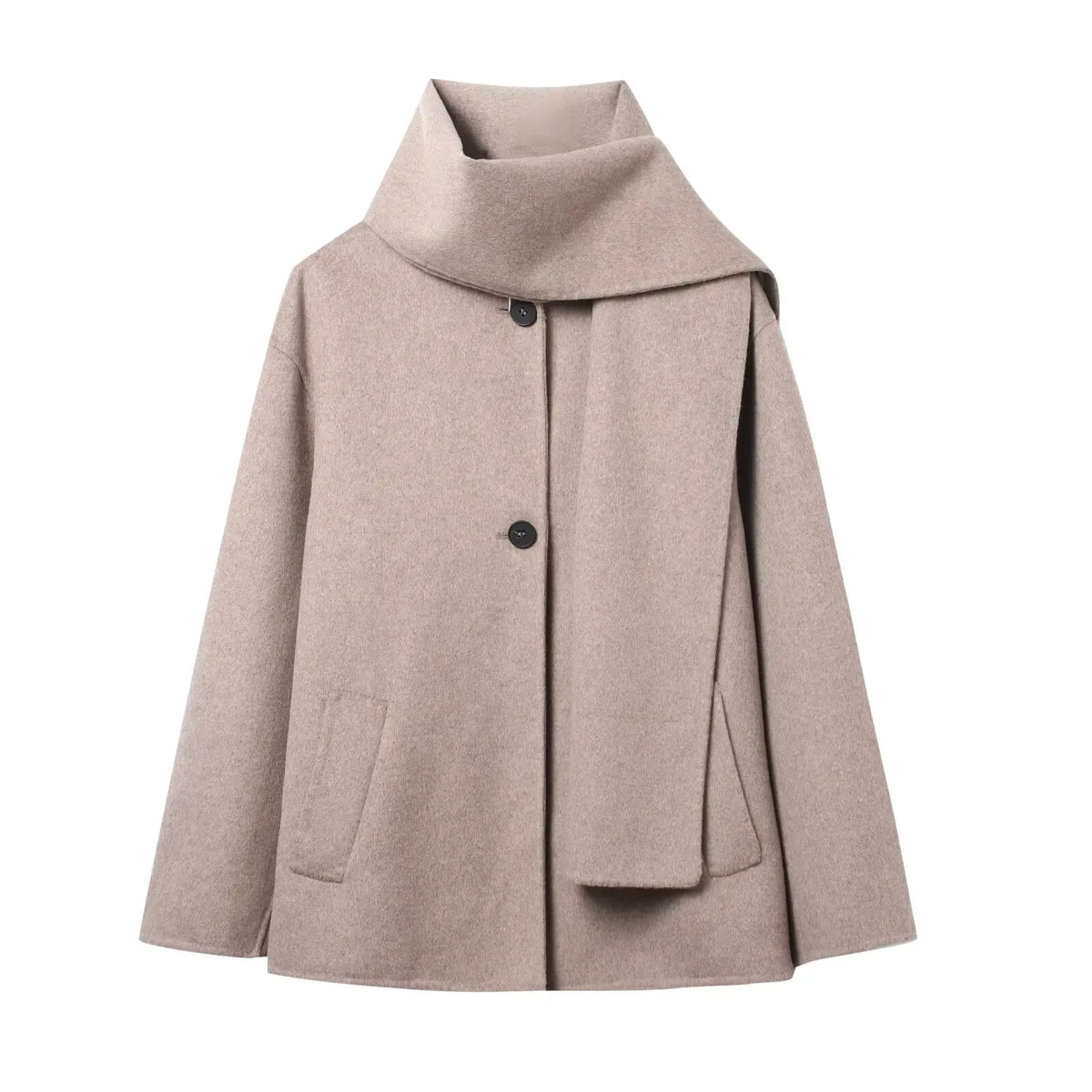 Fashion British Style Trench Coat with Detachable Scarf Women's Single Breasted Long Sleeve Jacket 2025 Winter Classic Outerwear