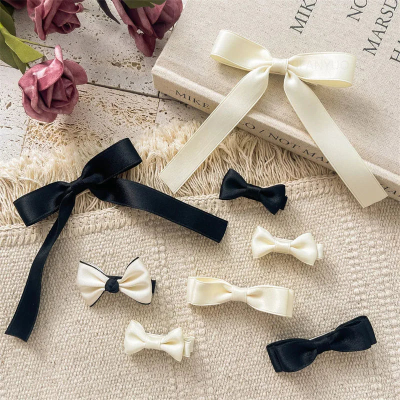 2Pcs Simplicity Sweet Bow Kid Hair Clips Baby Girls Black White Color Bow Chic BB Clip Children Hairpin Fashion Hair Accessories