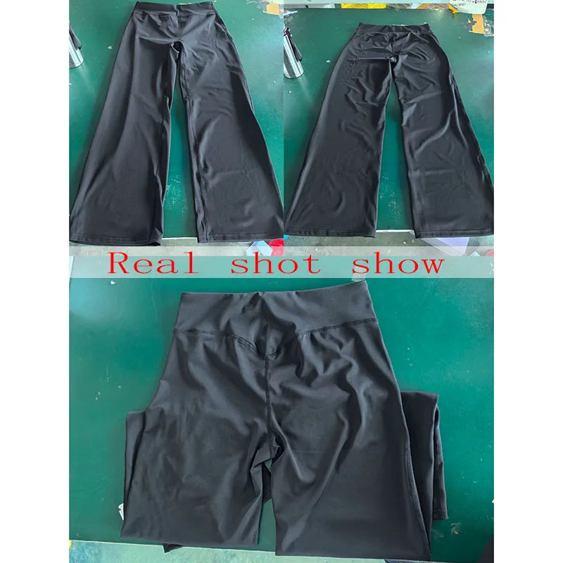 Pantalon de Sport Femme Jambes Droites – Couleur Unie, Taille Haute, Yoga & Fitness
