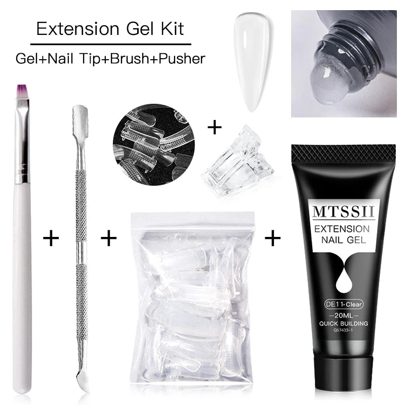 MTSSII 20m Extension Nail Gel Set Manicure Set Finger Quick Buliding Extension Gel Nail Polish Kit Soak Off UV Gel LED Nail Art