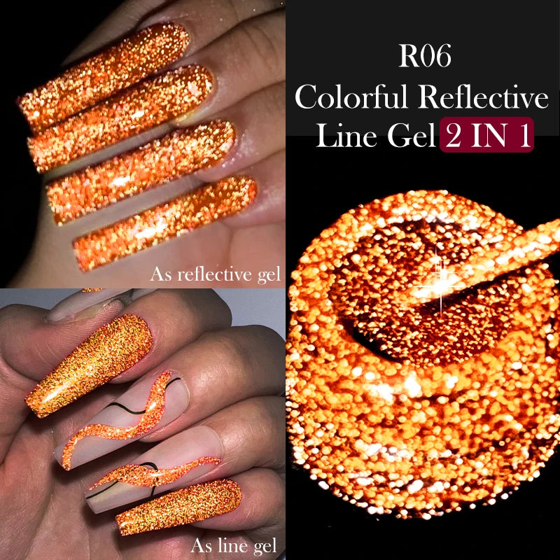 LILYCUTE 5ml Super-Bright Mirror Metallic Liner Gel Nail Polish Gold Silver French Style Drawing Stripe Nail Art Graffiti UV Gel