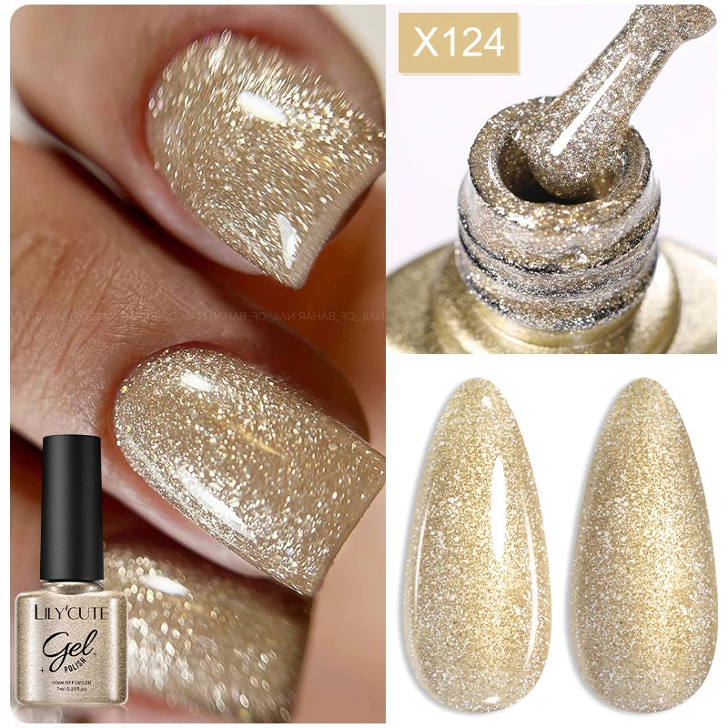 LILYCUTE 5ml Super-Bright Mirror Metallic Liner Gel Nail Polish Gold Silver French Style Drawing Stripe Nail Art Graffiti UV Gel