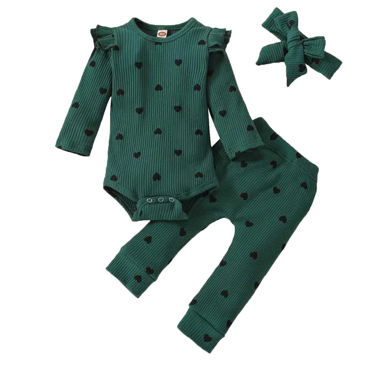 3Pcs Baby Girl Outfit Set Newborn Toddler Kids Clothing Set Baby Girls Lace Ruffles Cotton Bodysuit +Pants+Headband Clothing