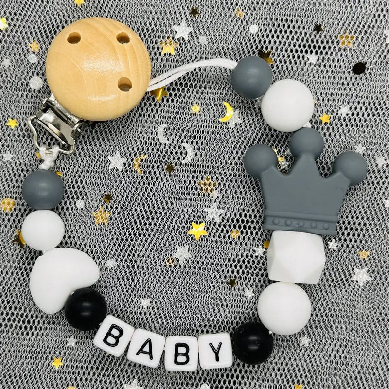 Custom Personalized Name Pacifier Clips BPA Free Silicone Baby Pacifier Clips Colorful Pacifier Chain Holder Teething