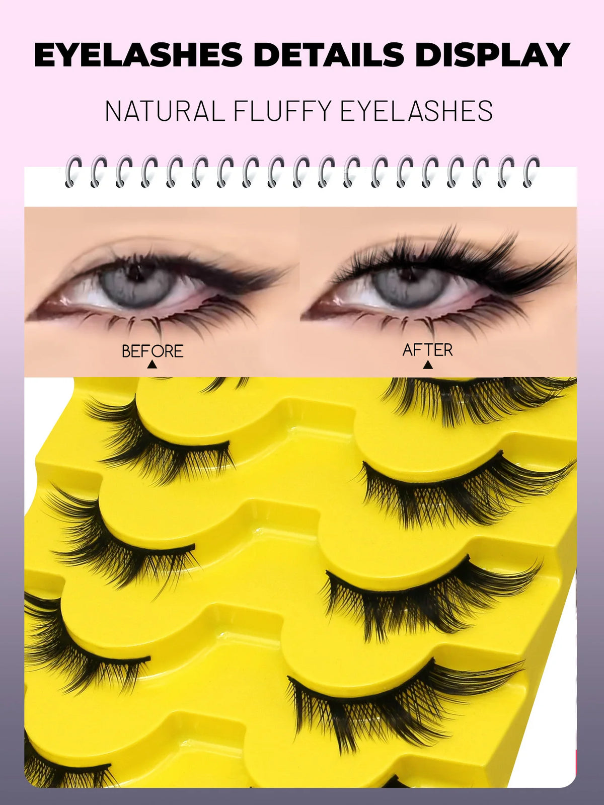 GROINNEYA Cat Eye Lashes Natural False Eyelashes Winged End Eye Elongated Lash Soft Cross Faux Mink Lashes Extension Makeup
