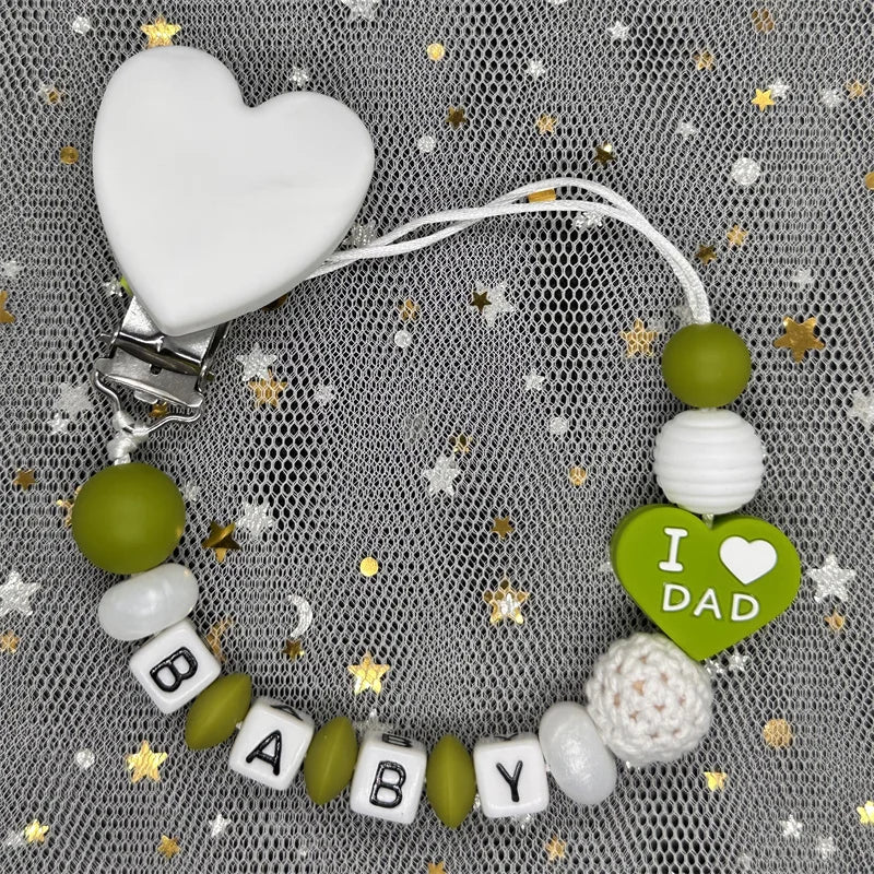 Custom Personalized Name Pacifier Clips BPA Free Silicone Baby Pacifier Clips Colorful Pacifier Chain Holder Teething