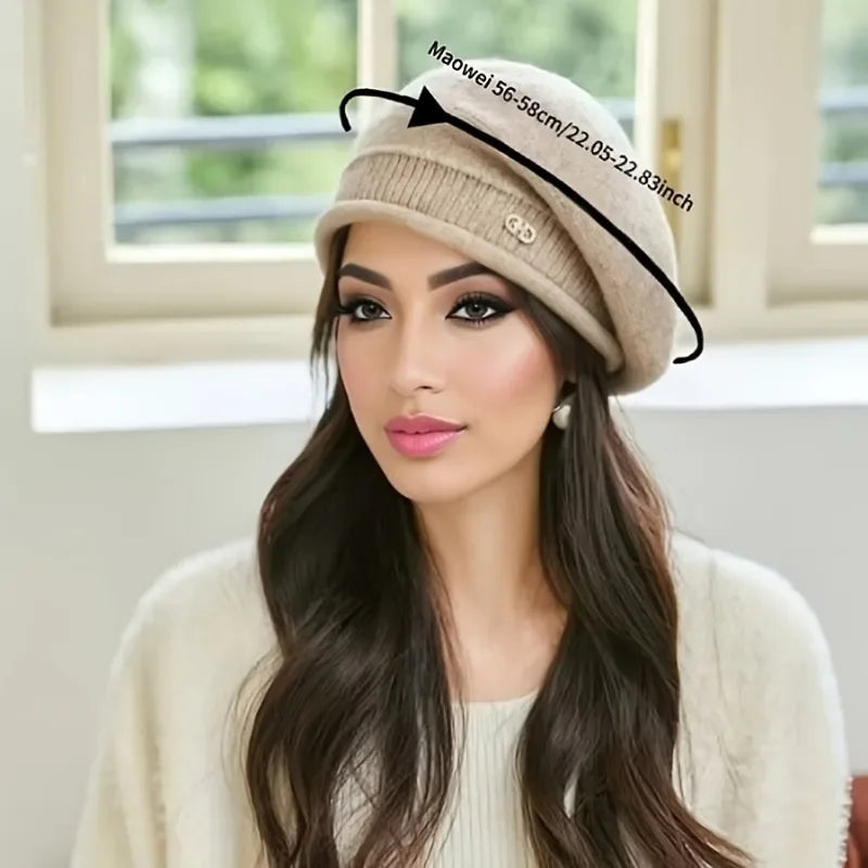 Bonnet Tricoté Femme – Laine Élastique Douce, 4 Couleurs