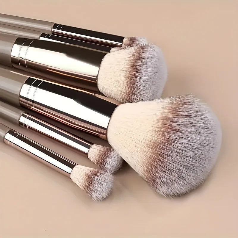 15-Piece Premium Makeup Brush Set with Blending Sponge - Ultra Soft Synthetic Hair, Complete Cosmetic Kit, Ideal Gift & Travel