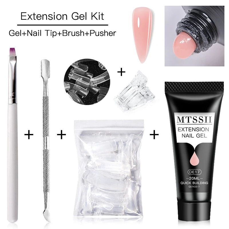 MTSSII 20m Extension Nail Gel Set Manicure Set Finger Quick Buliding Extension Gel Nail Polish Kit Soak Off UV Gel LED Nail Art