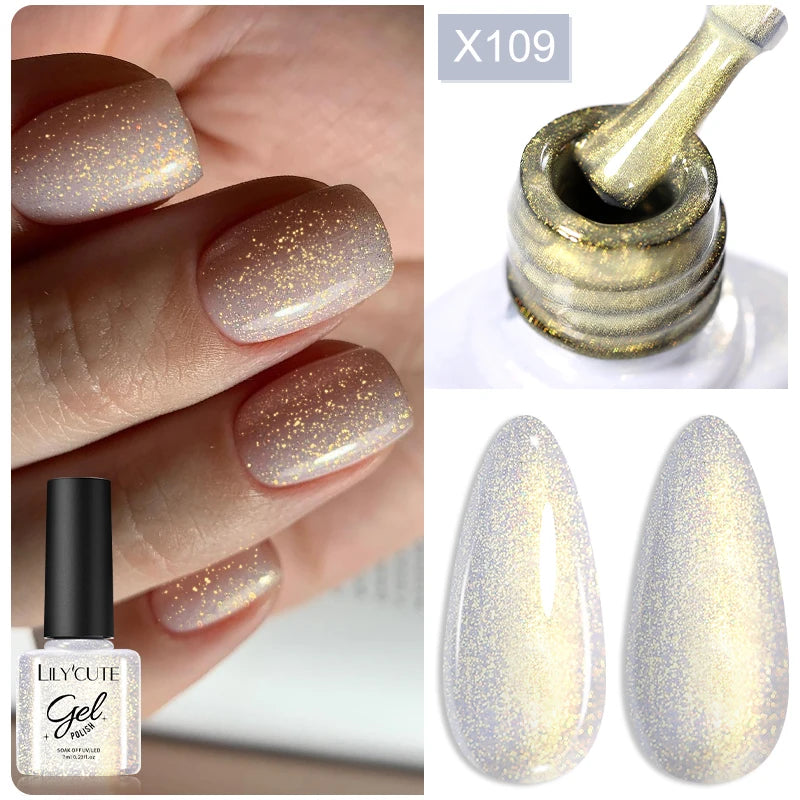 LILYCUTE 5ml Super-Bright Mirror Metallic Liner Gel Nail Polish Gold Silver French Style Drawing Stripe Nail Art Graffiti UV Gel