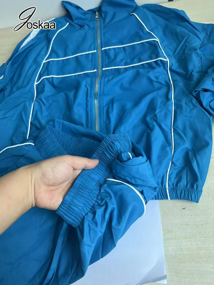 Ensemble Rayé 2 Pièces Femme – Veste Zippée & Short Cordon, Style Casual