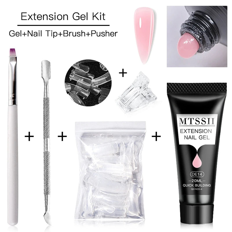 MTSSII 20m Extension Nail Gel Set Manicure Set Finger Quick Buliding Extension Gel Nail Polish Kit Soak Off UV Gel LED Nail Art