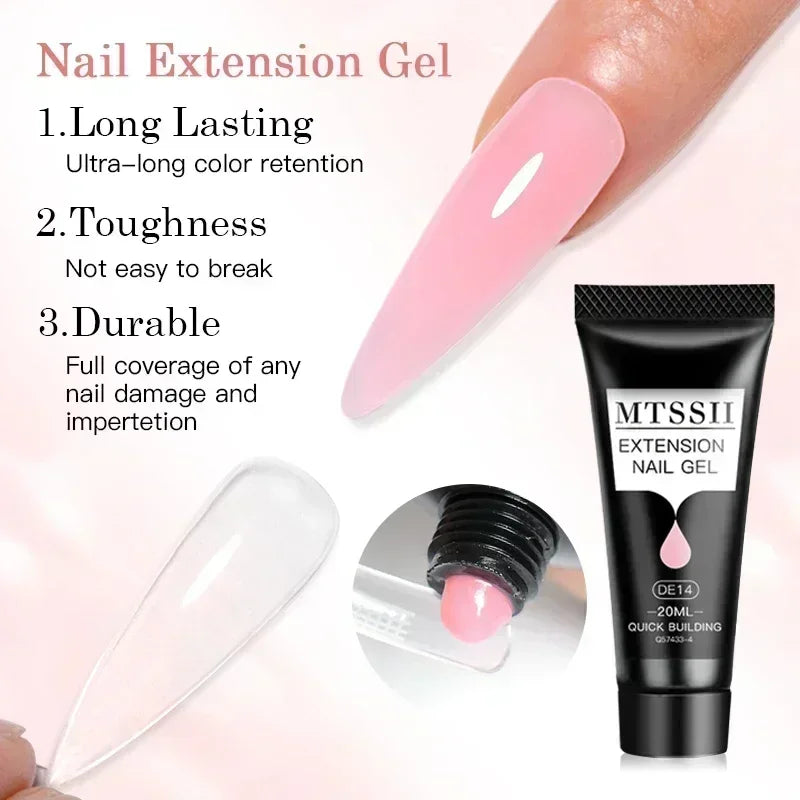 MTSSII 20m Extension Nail Gel Set Manicure Set Finger Quick Buliding Extension Gel Nail Polish Kit Soak Off UV Gel LED Nail Art