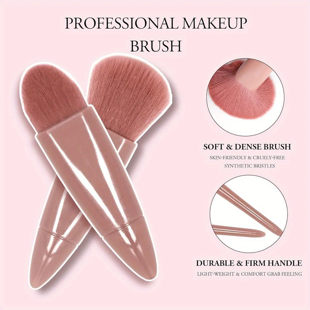 Mini 5-Piece Portable Makeup Brush Set With Mirror - Makeup Brush Travel Set, Eyeshadow Brush Tool