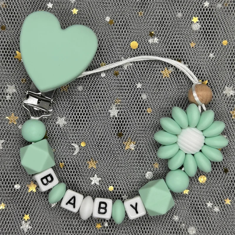 Custom Personalized Name Pacifier Clips BPA Free Silicone Baby Pacifier Clips Colorful Pacifier Chain Holder Teething