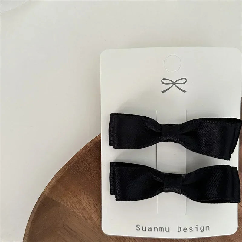 2Pcs Simplicity Sweet Bow Kid Hair Clips Baby Girls Black White Color Bow Chic BB Clip Children Hairpin Fashion Hair Accessories