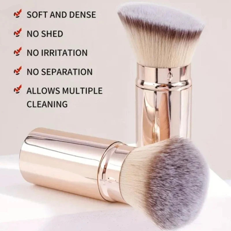 XH 1/2PCS Retractable Foundation Makeup Brush Flat/Angle Brush For Powder Blush Black Brown Gold Concealer Portable Makeup Tools