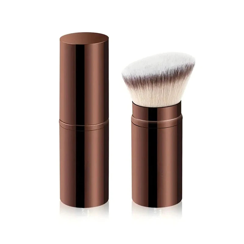XH 1/2PCS Retractable Foundation Makeup Brush Flat/Angle Brush For Powder Blush Black Brown Gold Concealer Portable Makeup Tools