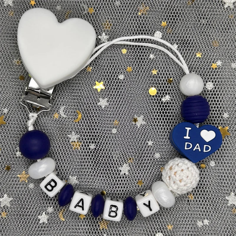 Custom Personalized Name Pacifier Clips BPA Free Silicone Baby Pacifier Clips Colorful Pacifier Chain Holder Teething