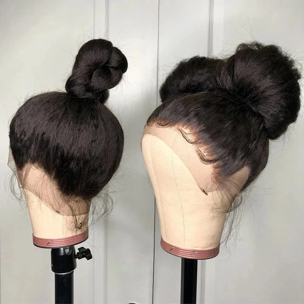 250 Density Invisi Strap 360 Glueless Wig Invisible Drawstring Afro Yaki Straight 360 Full HD Lace Wig Human Hair Upgrade Wigs