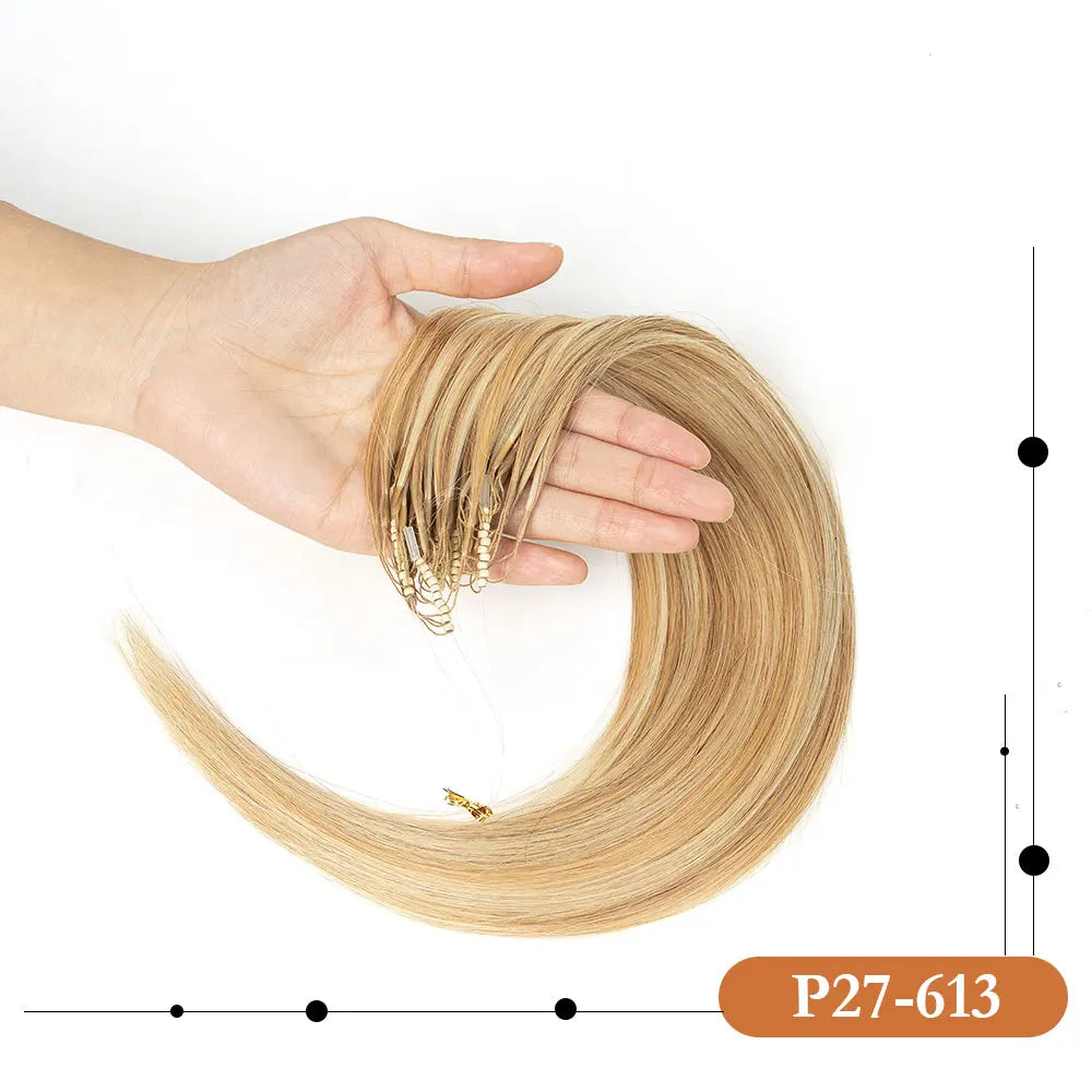 8D Human Hair Extensions Blonde 12"-24" Nano Ring Link Extensions 0.6g/s Machine Remy Human Microlink Beads Hair 30g/pack