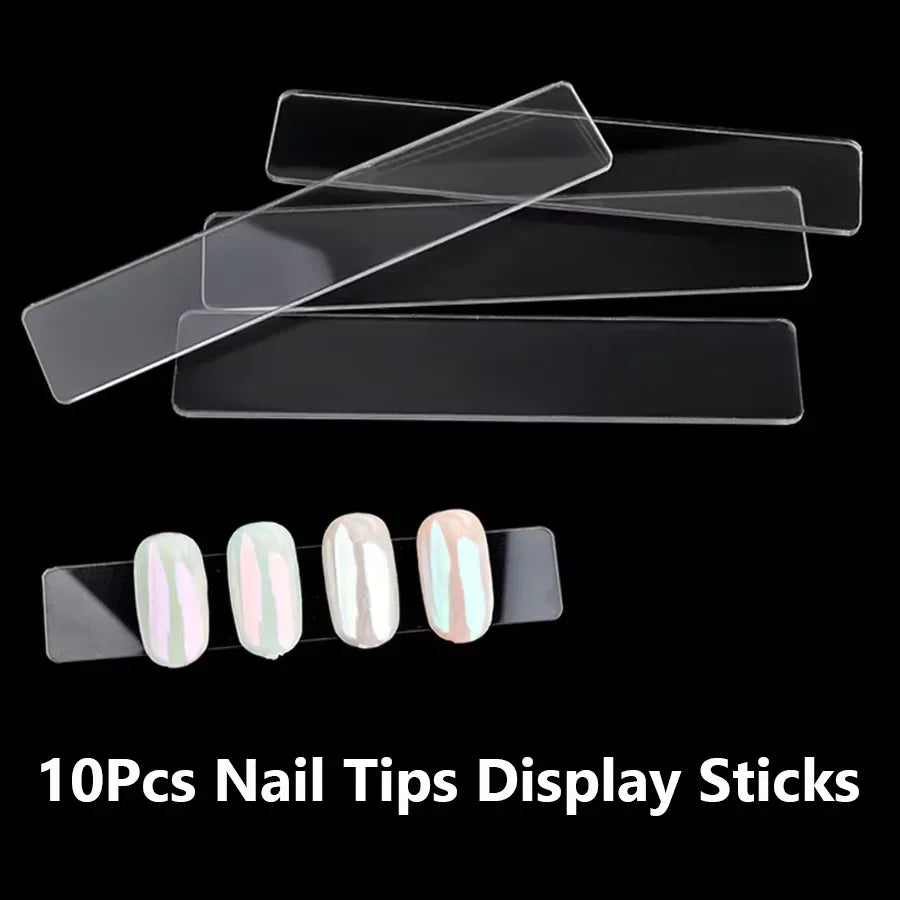 Empty Press on Nails Storage Box False Nail Packaging Set with Double-sided Adhesive Tape And 10 Acrylic Nail Display Sticks