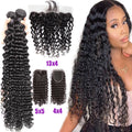 Tissages Brésiliens Naturels Deep Wave – 3-4 Mèches + Closure HD Lace 4x4 / 5x5 / 13x4 Frontal