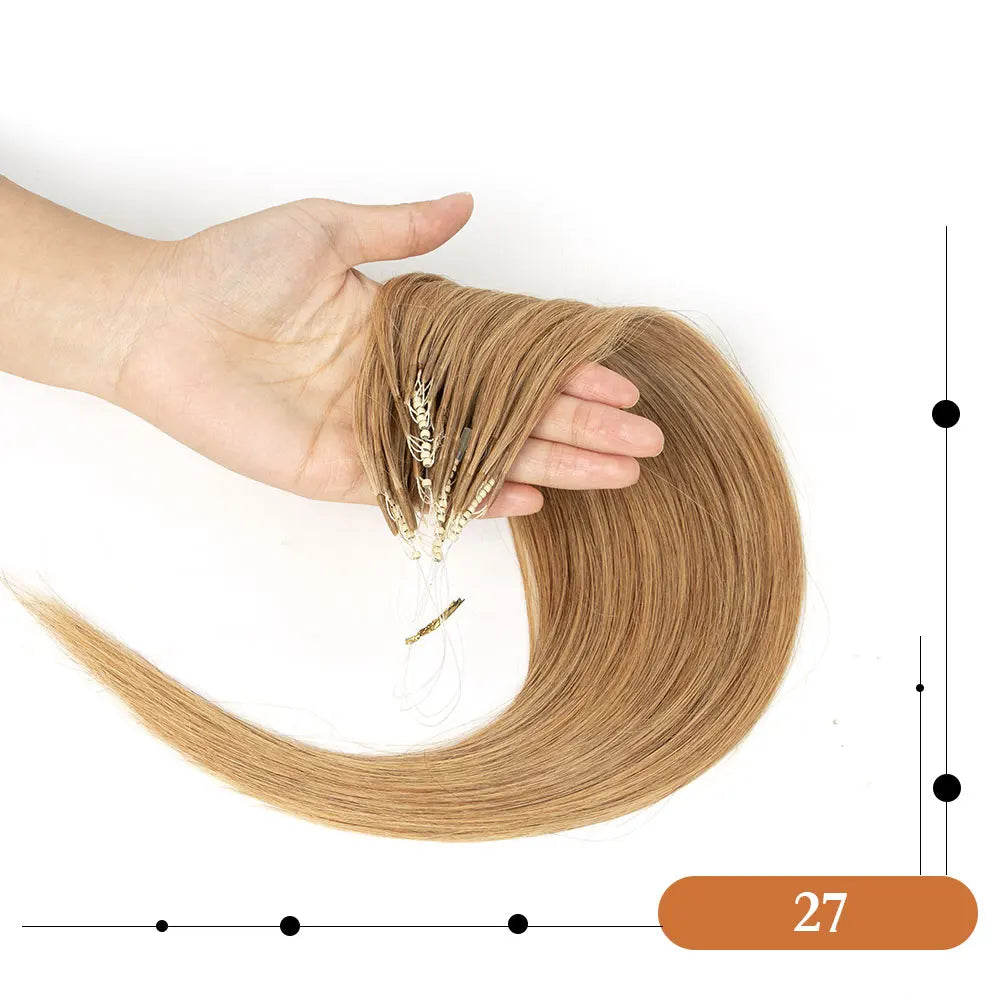 8D Human Hair Extensions Blonde 12"-24" Nano Ring Link Extensions 0.6g/s Machine Remy Human Microlink Beads Hair 30g/pack