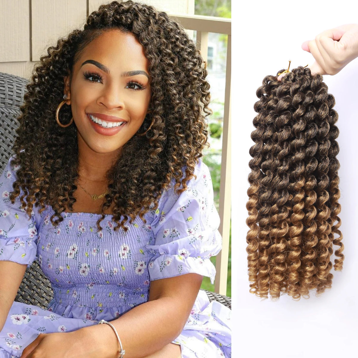 Synthetic Ombre Jumpy Wand Curl Crochet Braids Jamaican Bounce For Africa Braiding Hair Extensions Pre-Twisted For Black Women