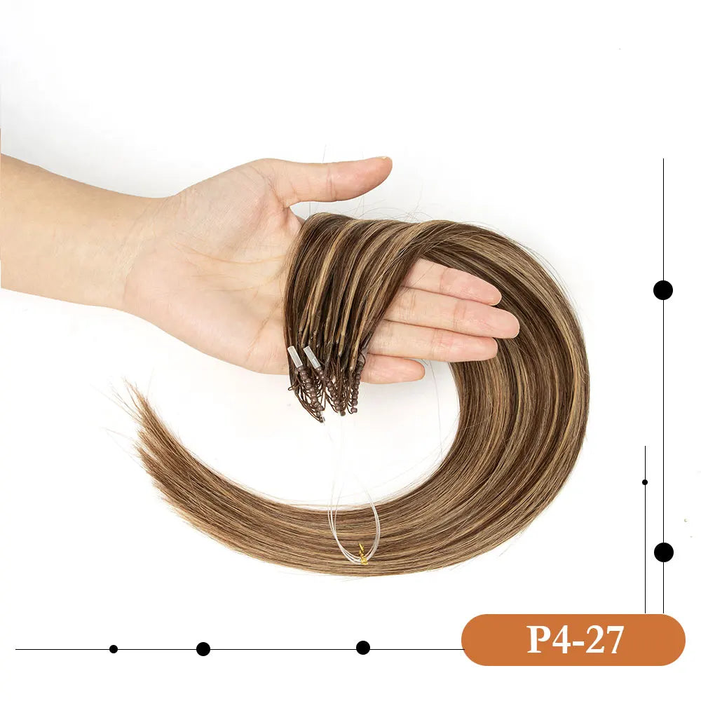 8D Human Hair Extensions Blonde 12"-24" Nano Ring Link Extensions 0.6g/s Machine Remy Human Microlink Beads Hair 30g/pack