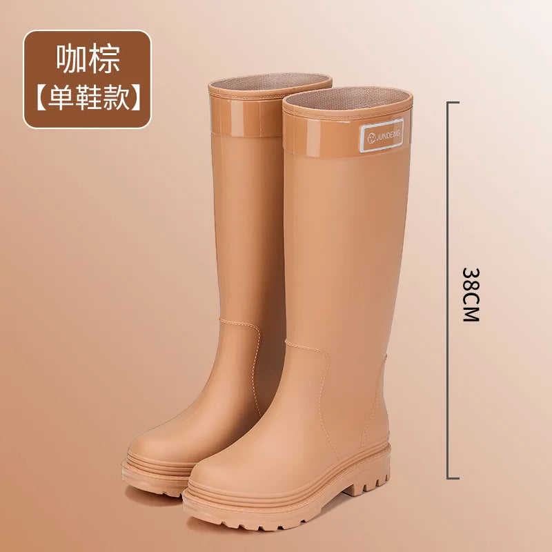 Women Rain Boots PVC Rubber Boots Outdoor Waterproof Garden Work Boots Fashion High-Tube Rubber Galoshes Women Rubber Rain Shoes
