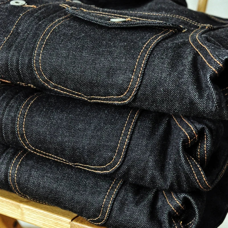Veste en Jean Selvedge Homme – Denim Indigo 18 Oz, Coupe Régulière, Style Vintage Motard