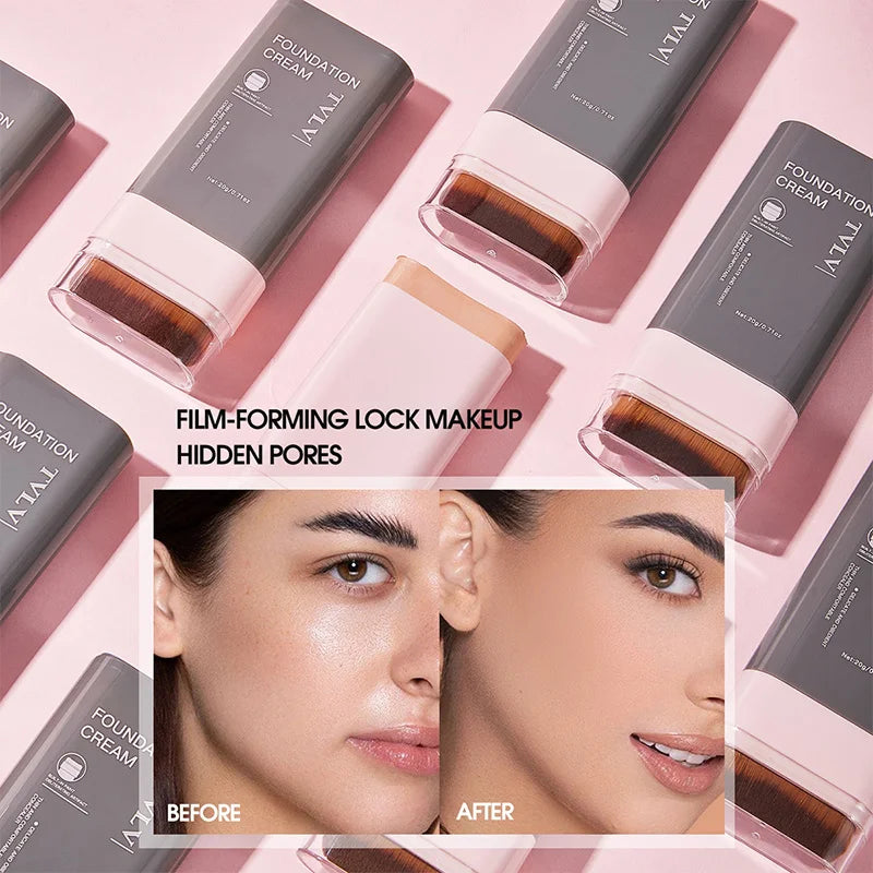 Fond de Teint Correcteur en Stick – 5 Teintes, Pinceau Intégré & Waterproof