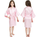 Peignoir Kimono Fille – Satin Soyeux Rose, Robe de Soirée & Mariage 7-13 ans