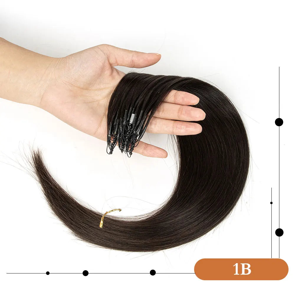 8D Human Hair Extensions Blonde 12"-24" Nano Ring Link Extensions 0.6g/s Machine Remy Human Microlink Beads Hair 30g/pack