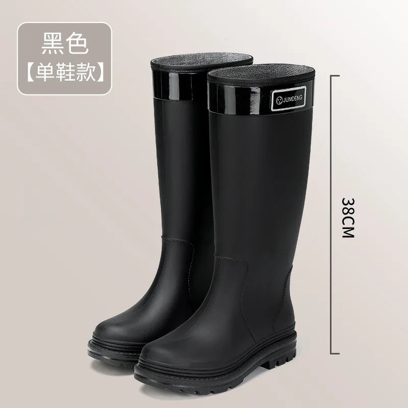 Women Rain Boots PVC Rubber Boots Outdoor Waterproof Garden Work Boots Fashion High-Tube Rubber Galoshes Women Rubber Rain Shoes